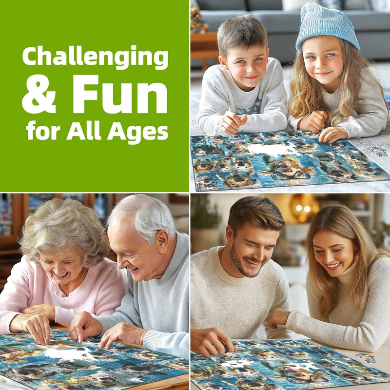 Underwater Dogs Jigsaw Puzzles 1000 Pieces for Adults Funny Cute