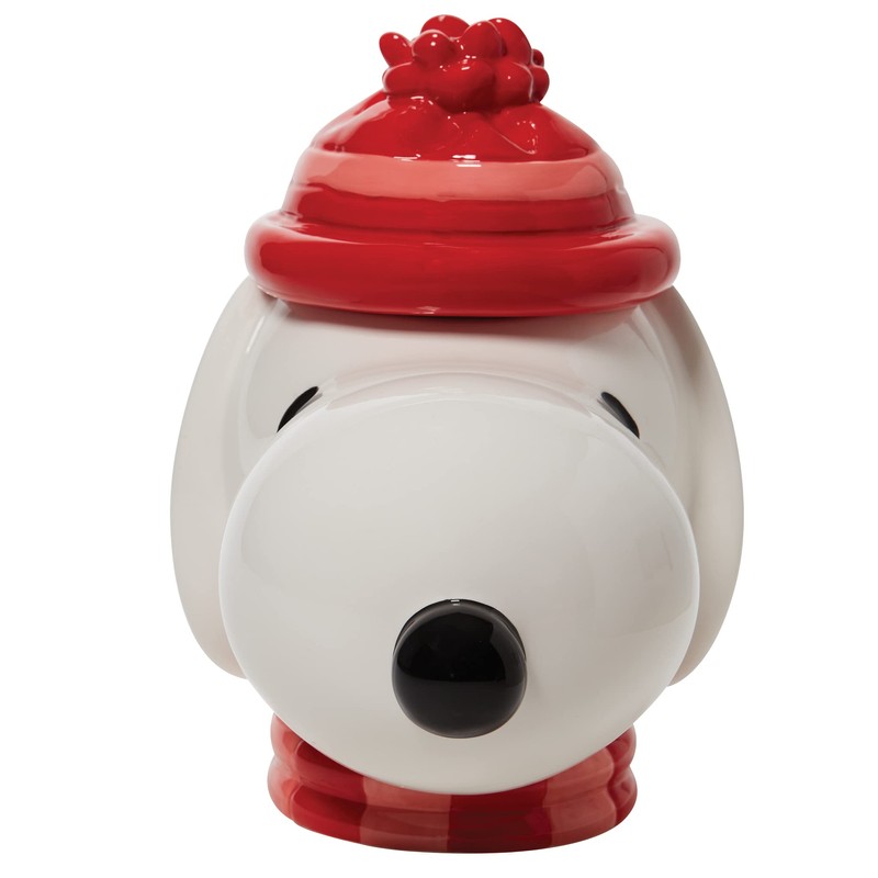 Enesco Peanuts Ceramics Snoopy Face Sculpted Canister Cookie Jar, 10.24