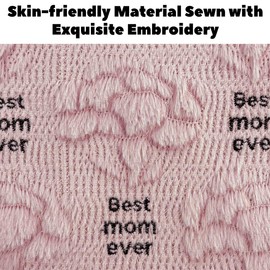 OECTVD Best Mom Ever Pillowcover Gifts for Mom from Daughter and Son, Mothers Day Pillow Covers 18x18 Pink Carnation Embroidered Soft Plush Faux Fur Pillowscase for Mother Birthday Gifts