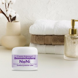 NaNi Crema Artesanal Desmanchadora, Crema Facial con Miel y Aloe Vera, con Protector Solar, para Paño, Acné y Arrugas