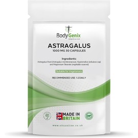 Bodygenix Astragalus 1000mg Capsules – 100% Natural High-Dose Chinese Herbal Supplement – Supports Immune System, Skin Health & Heart Function – Potent Antioxidant Formula – 30 Capsules