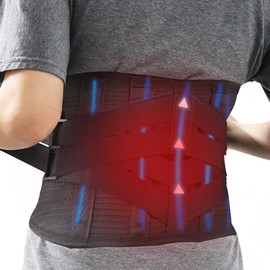 Oramuon Back Brace with Heating Pad for Lower Back Pain, Cordless Heating Pad for Back, Heated Back Brace for Women and Men, Lumbar Support Brace for Sciatica, Scoliosis, Herniated Disc, Cramps, M