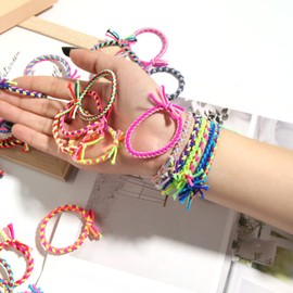 Furling Braided Scrunchies Hair Ties - Elastic Hair Bands Ponytail Holders 100pcs Rubber Bands Hair Accessories for Women Girls Mixed Colors