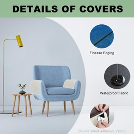 Ntomtuex Faux Leather Couch Arm Cover PU Armrest Slipcover Waterproof Armrest Covers for Sofa Recliner Chair Arm Protectors for Pets Set of 2 Off White