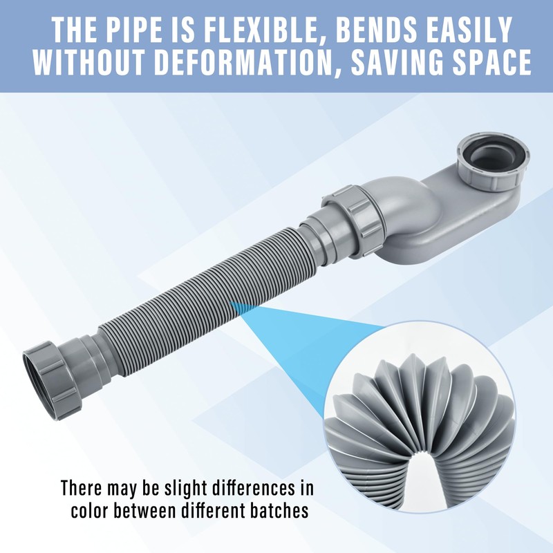 Low Profile Shower Drain 1 1/2 Flexible P Trap Kit