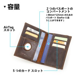 [Contact's Serie] RFID Anti-Theft Genuine Leather Passport Case (for 2 Passports) Air Tag Slot