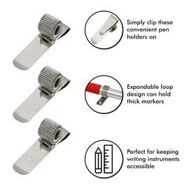 Pen Holder Clips with Adjustable Spring Loop Pen Marker Clip Holder for Clipboard, Notebook, Journal (3)