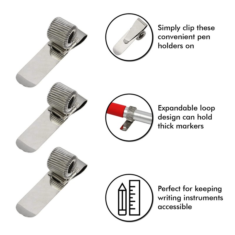 Pen Holder Clips with Adjustable Spring Loop Pen Marker Clip