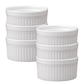 HIC Kitchen Souffle Ramekin Set, Fine Porcelain, 6-Ounce, Set of 6