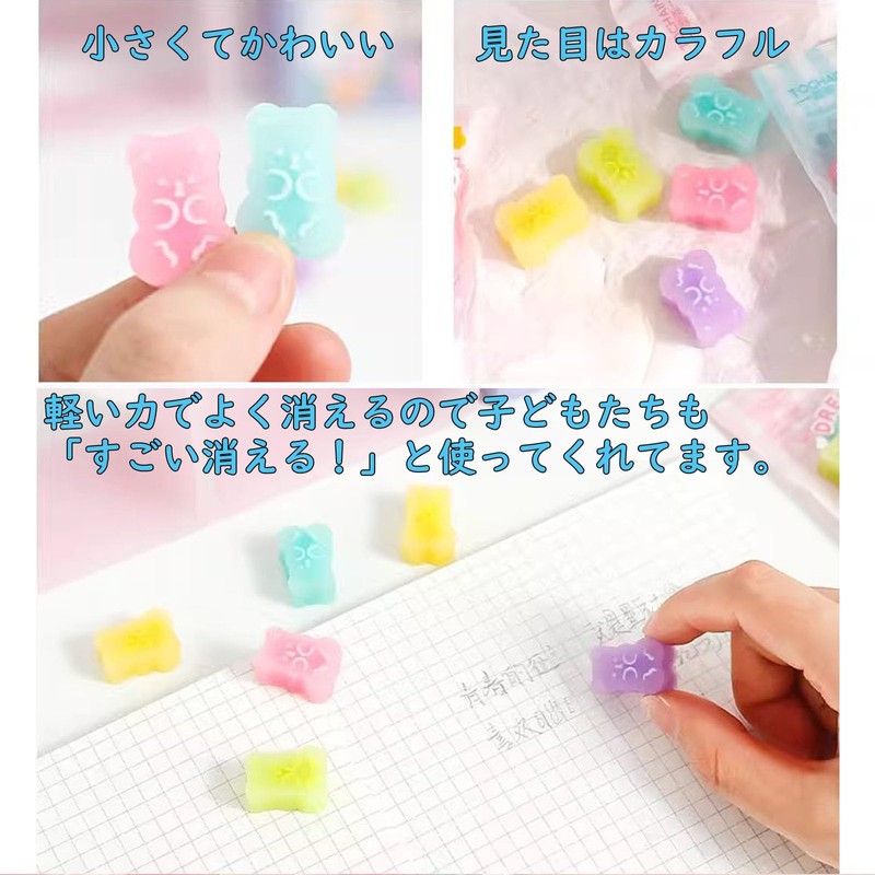 Refoiner Eraser, Elementary School Students, 5 Mini Erasers, Translucent Jelly,