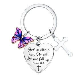Christian Keyring Religious Gifts for Women Cross Keyring Inspirational Gift Bible Gifts for Mum Sister Daughter Best Friend