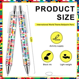 Janlaugh 200 Pcs International Flag Pens Around The World Multicultural Country Flags Ballpoint Pens Bulk Gifts for Students School Classroom Prizes Office Work Employees Coworkers Team Staff