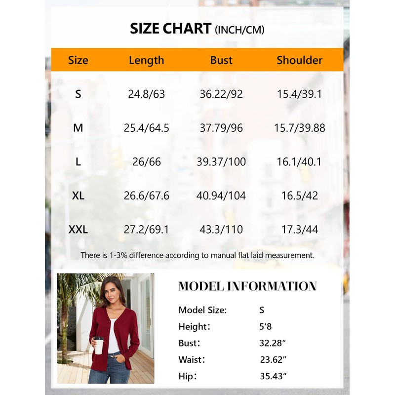 Anelune Women's Cardigans Button Down V Neck Casual Sweater Open