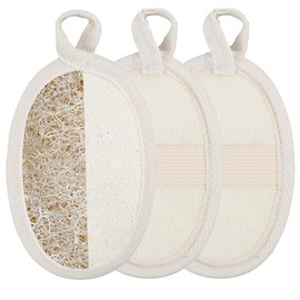 3 Pcs Natural Loofah Sponge, Exfoliating Body Scrubber, Shower Scrubbers Made from Plant Fibres, Reusable and Washable, Organic Loofahfor Men & Womenfa