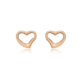 CARISSIMA Women's 9ct Rose Gold 11.8mm x 9.8mm Polished Open Heart Stud Earrings