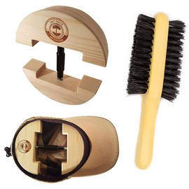 HAT MATE Premium Hat Stretcher w/ Bonus Brush - Solid Wood & , Heavy Duty Fits All Hats & Clothes Brush, Unisex Cream