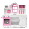 HONEY JOY Pink Kids Kitchen Playset, 43 Inch Rooftop Wooden