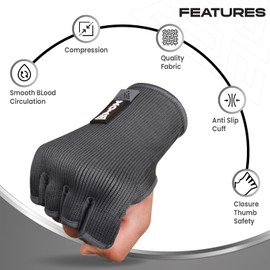 WYOX Guantes de Boxeo para Hombres y Mujeres, Guantes de Boxeo, Envoltura de Kickboxing, Envoltura de compresión (S/M (17-21cm), Azul)