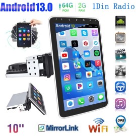YuanTing 1DIN Rotatable 10.1'' Screen Tablet Car Stereo Radio GPS Wifi Carplay Head Unit