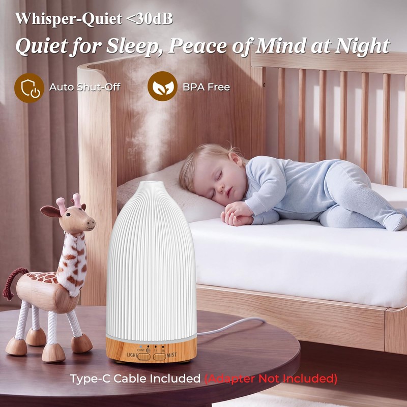 URPOWER 2PCS 150mL Essential Oil Diffusers for Home Aromatherapy Diffuser