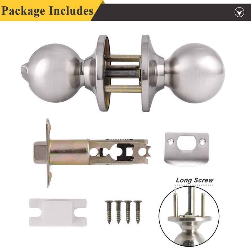 Probrico 3 Pack Door Locks Round Privacy Door Knobs Keyless