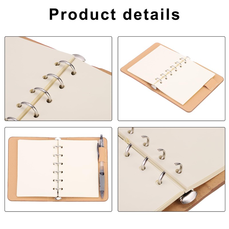 PATIKIL 6 Ring Binder Cover A7 Leather Notebook Binder Mini
