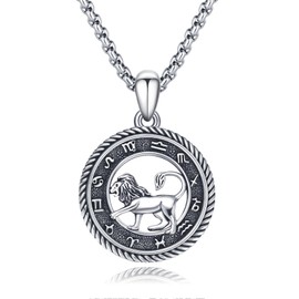 PARYFO Constellation Necklace 12 Zodiac Sign Pendant Necklace Horoscope Chain Oxidised Pendant Constellations Astrology Necklace Birthday Gifts for Women Men Unisex, Sterling Silver