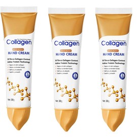 3 Pcs Collagen Hand Cream for Women – Nourishing and Moisturising for Dry, Cracked Hands – Softens Skin, Improves Texture – Lightweight, Fast Absorbing, Non-Greasy – All Skin Types (3pcs)