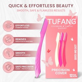 12 piezas de afeitar TUFANG para cejas y faciales para mujeres, maquinilla de afeitar facial para mujer, afeitadora desechable para mujer, rasuradora 