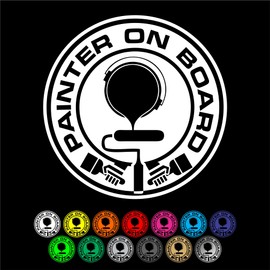 Painter On Board Sticker Decal - Car, Truck, Window, Wall, Laptop, Professional, pro, Paint Brush, House, Painting - Multiple Sizes and Colors - Die Cut No Background (24" Dia.)