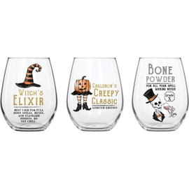 Mud Pie SKELETON WINE GLASSES, 16 oz