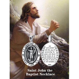 OCJ Saint John The Baptist necklace 925 Sterling Silver Patron Saint Pendant Religious Protector Jewelry Gifts for Men Women