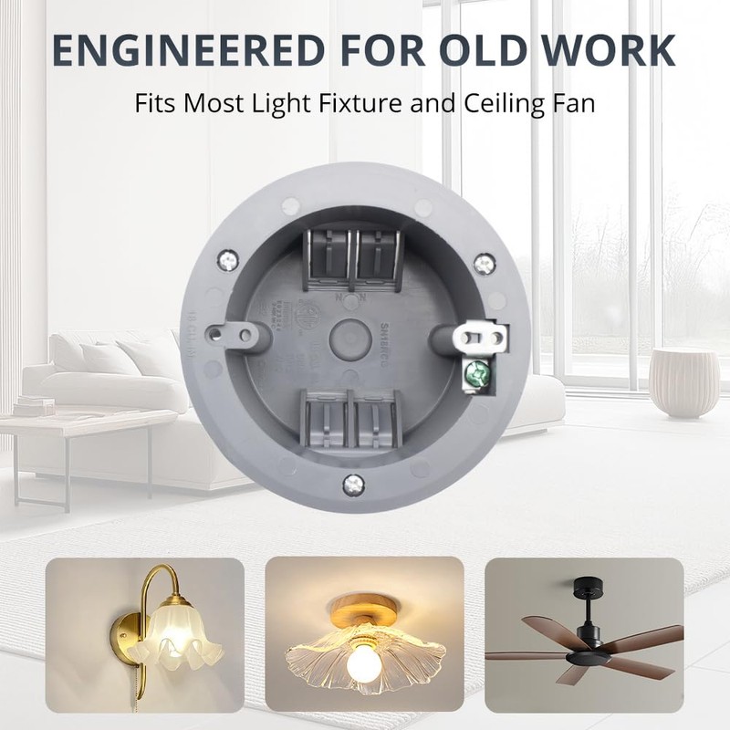 MAKERELE Old Work Electrical 1 Gang Round Outlet Box, 18