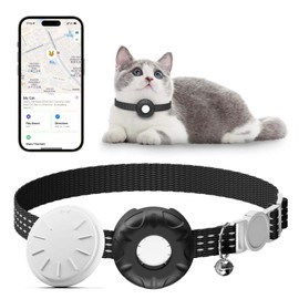 Pet Tracker for Cats with Breakaway Cat Collar, GPS Tracking Compatible with Find My App(iOS Only), No Monthly Fee (Black)