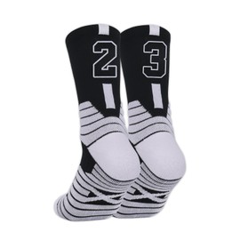 HGLG7G Custom Team Number Crew Socks Athletic Socks #23 Player Number Black White All Team Numbers Gifts for Men Women