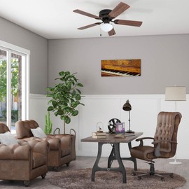 Prominence Home Alvina Traditional 42 Inch Ceiling Fan with Light, LED Flush Mount Ceiling Fan, Indoor Fan with 5 Blades, Light Cherry and Maple Brown Blade Finish Options, Bronze (50860-01)