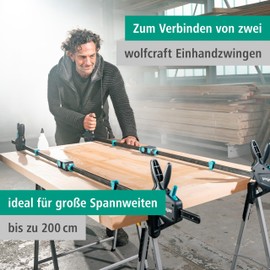 wolfcraft 8664060 Single-Handed Clamps Connector Set of 2 for Connecting One-Handed Clamps for Large Spans up to 200 cm