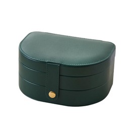 Small Travel Jewelry Box, Leather Waterproof Jewelry Case for Women, Removable Large Capacity Jewelry Organizer, Store Necklaces, Earrings, Rings, Gifts for Women and Girls,3 Layers ink green