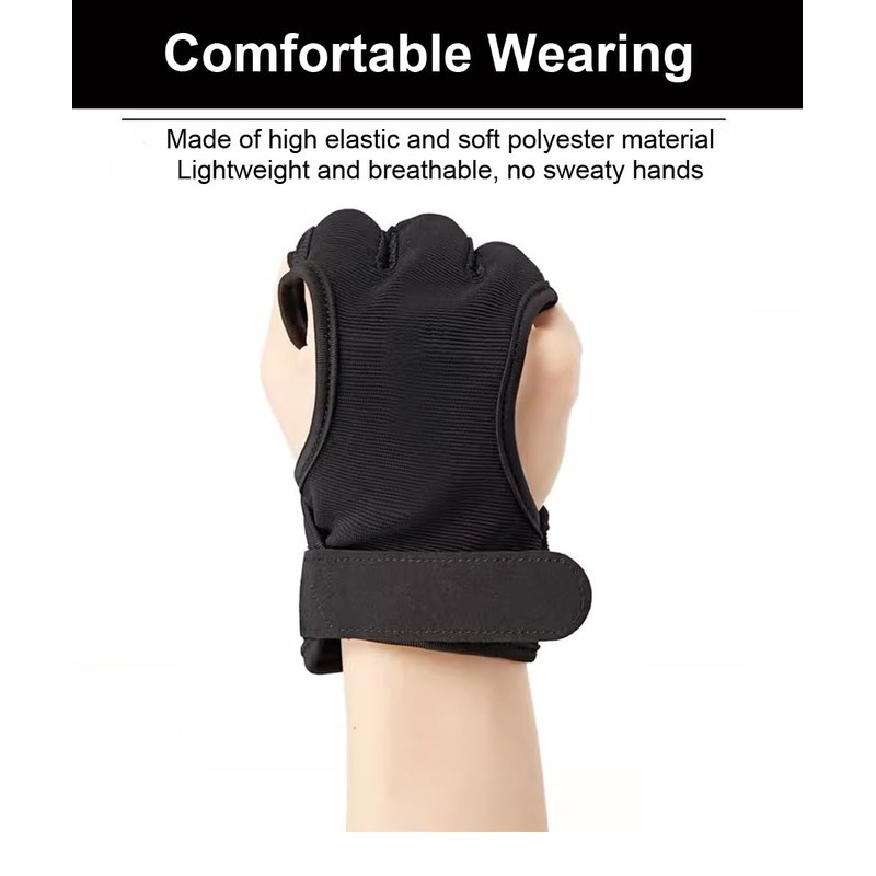 SUJAYU 3 Finger Archery Glove, Leather Fingers Protector Shooting Gloves