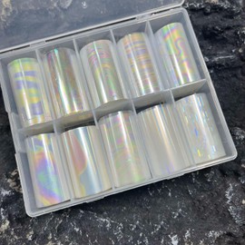 KAAGEE 10 Rolls Aurora Nail Foil Stickers for Nail Art Foil Nail Wraps Holographic Nail Foils Paper Iridescent Nail Transfer Foil Sheets
