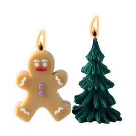 MAGOKORO クリスマス アロマ キャンドル 2個セット ツリー ジンジャーブレッドマン フローラルの香り付き ギフト プレゼント 150g