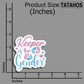 (3 PCS) Keeper of The Gender Sticker, Funny Baby Feet Hearts Decal Baby Shower Gender Party Water Assistant Vinyl Decals for Women Laptop Phone Water Bottles Kindle Gifts for Boys Girls Size 3"x2.5"