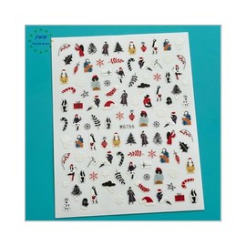 Christmas Snow Nail Sticker Heart Candy Santa Reindeer Deer Tree Geometric Line Wg756 Nail Wraps Stickers Manicure Supplies for Women Nails Full Long Lasting Easy Apply and Remove