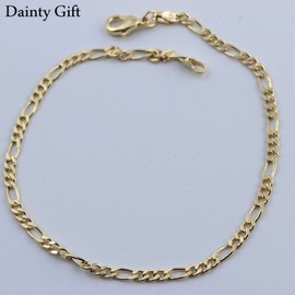 DAINTY Women / Girl Gold Filled 3 mm Gold Figaro Link Chain Anklet Foot Bracelet 9.5"