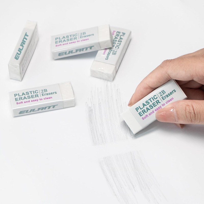EULANT White Erasers Pack of 10 Erasers Children Soft 2B