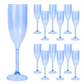 CHICERA 12 Pcs Blue Plastic Champagne Flutes Bulk，Blue Champagne Glasses, Made of Durable Plastic Material Can be Used for Weddings, Everyday Fun Parties and More!
