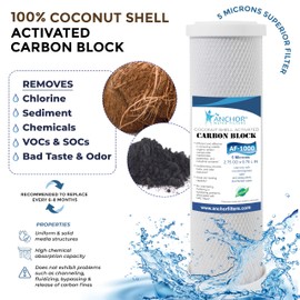 Anchor AF-1000 CTO Carbon Block Filter Cartridge for Water Filtration Systems, NSF Certified, 5 micron, 10-inch - 2PK
