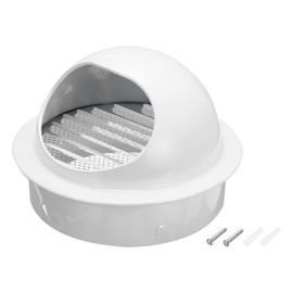 PATIKIL 8 Inch Vent Round Cover, Stainless Steel Exterior Wall Air Vent Louvered Soffit Vent Exhaust Outlet Hood for HVAC Ducting Exhaust Extractor Fan, White