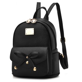 Jywmsc Sü? PU Leather School Backpack Daypack for Girls Women Casual Travel Bag Small Bag, 01 black, backpack handbags