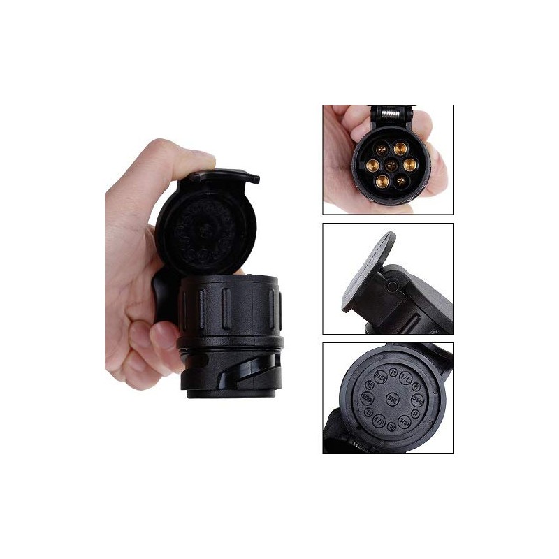 13 to 7 Pin Tow Bar Adapter Cable 12V Black